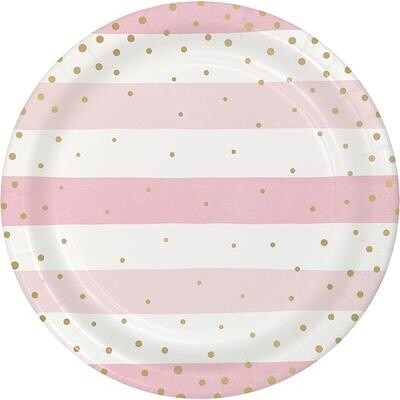 Plates - LN - Pink Gold Celebration - 8pkg
