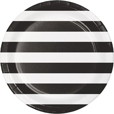 Plates - LN - Dots &amp; Stripes Black Velvet - 9&#39;&#39; - 8pkg