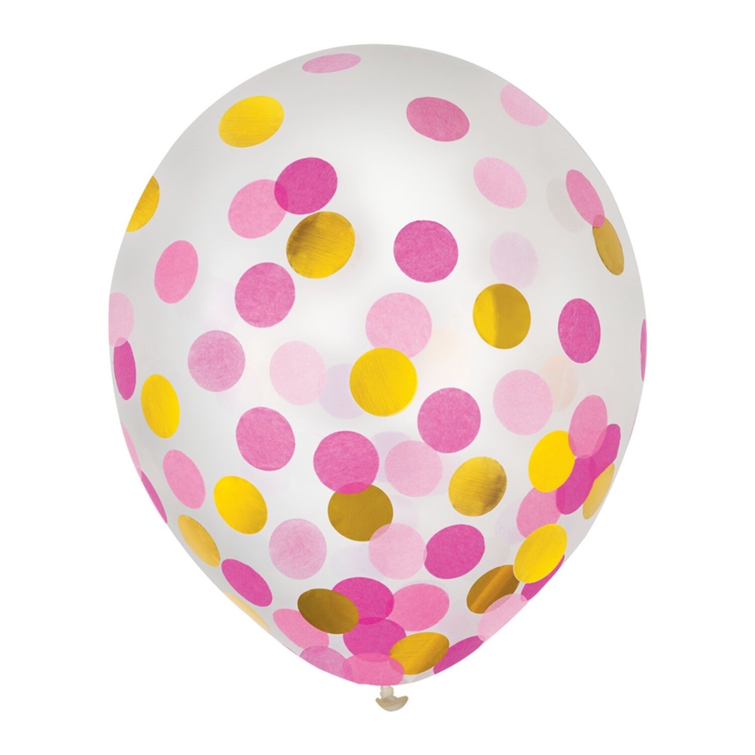 Latex balloons with Pink and Gold Confetti - 6PK