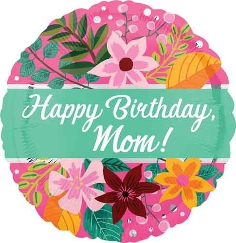Foil Balloon - Happy Birthday Mom - 18&quot;
