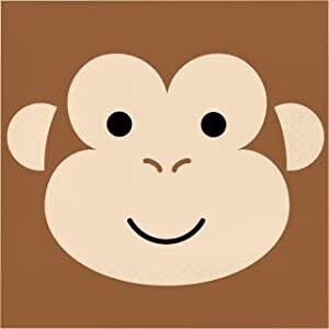 Napkins - LN - Monkey Animal Faces - 16pkg - 2ply