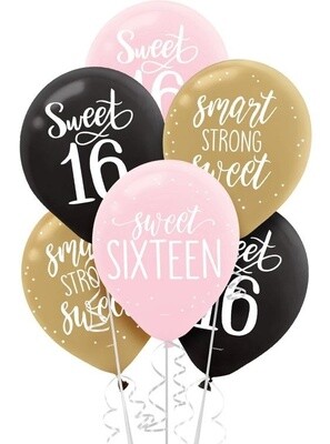 Latex Balloons Package - Sweet Sixteen - 15pkg