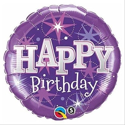 Foil Balloon - Happy Birthday Purple - 18&quot;