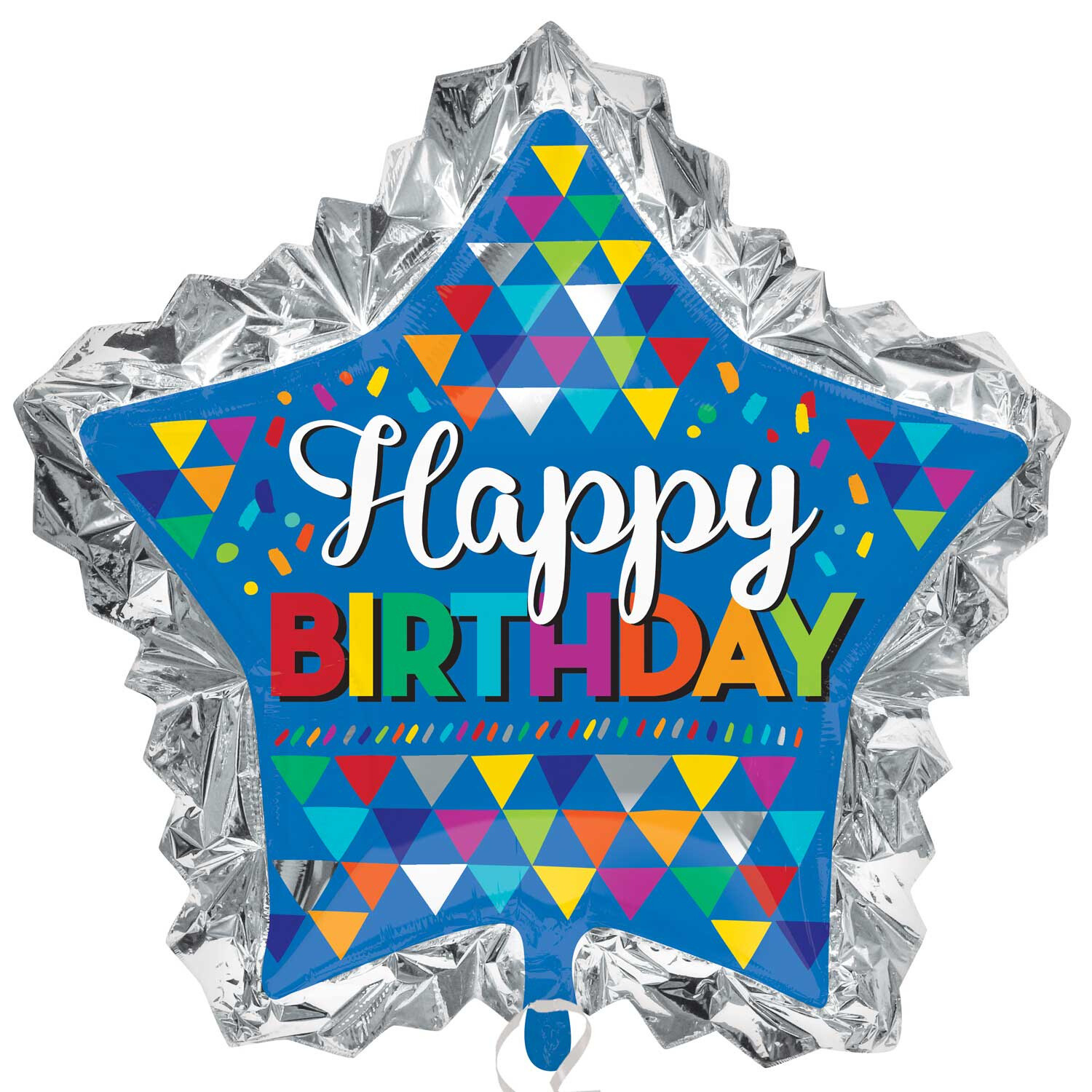 Foil Balloon - Happy Birthday Super Shape - Primary Sketchy Pattern