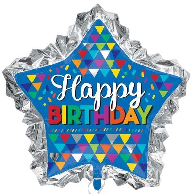 Foil Balloon - Happy Birthday Super Shape - Primary Sketchy Pattern