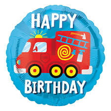 Foil Balloon - HBD Fire Truck - 18&quot;