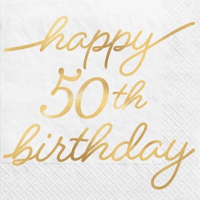 Napkins Bev Golden Age - 50th BDAY - 16 pk