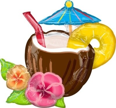 Foil Balloon - Coconut Pina Colada -Super Shape - 30&quot; - 1pc