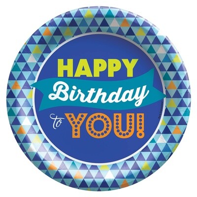 Plates - Bev - True Blue BDAY - 8 pk