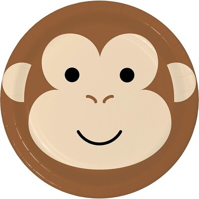 Plates - BV - Monkey Animal Faces - 7&quot; - 8pkg