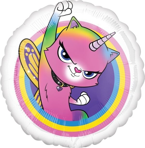 Foil Balloon - Rainbow Butterfly Unicorn Kitty - 18&quot; - 1pk