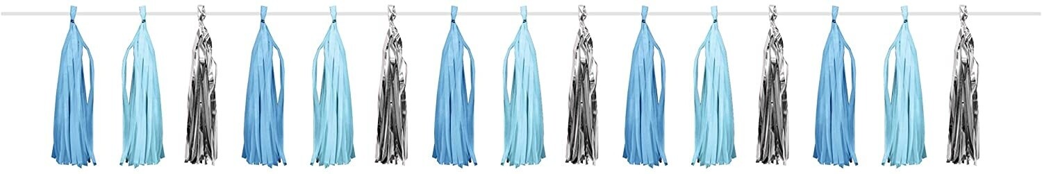 Tissue Garland - Blue Silver Celebration - 8ft - 1pc