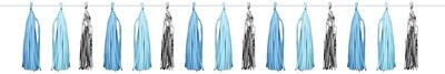 Tissue Garland - Blue Silver Celebration - 8ft - 1pc