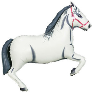 Foil Balloon-Supershape-Grey and White Racing Horse