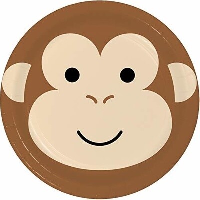 Plates - BV - Monkey Animal Faces - 9&quot; - 8pkg