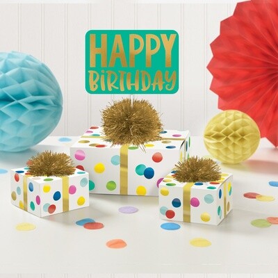 Table Decor  Kit - Happy Birthday Dots