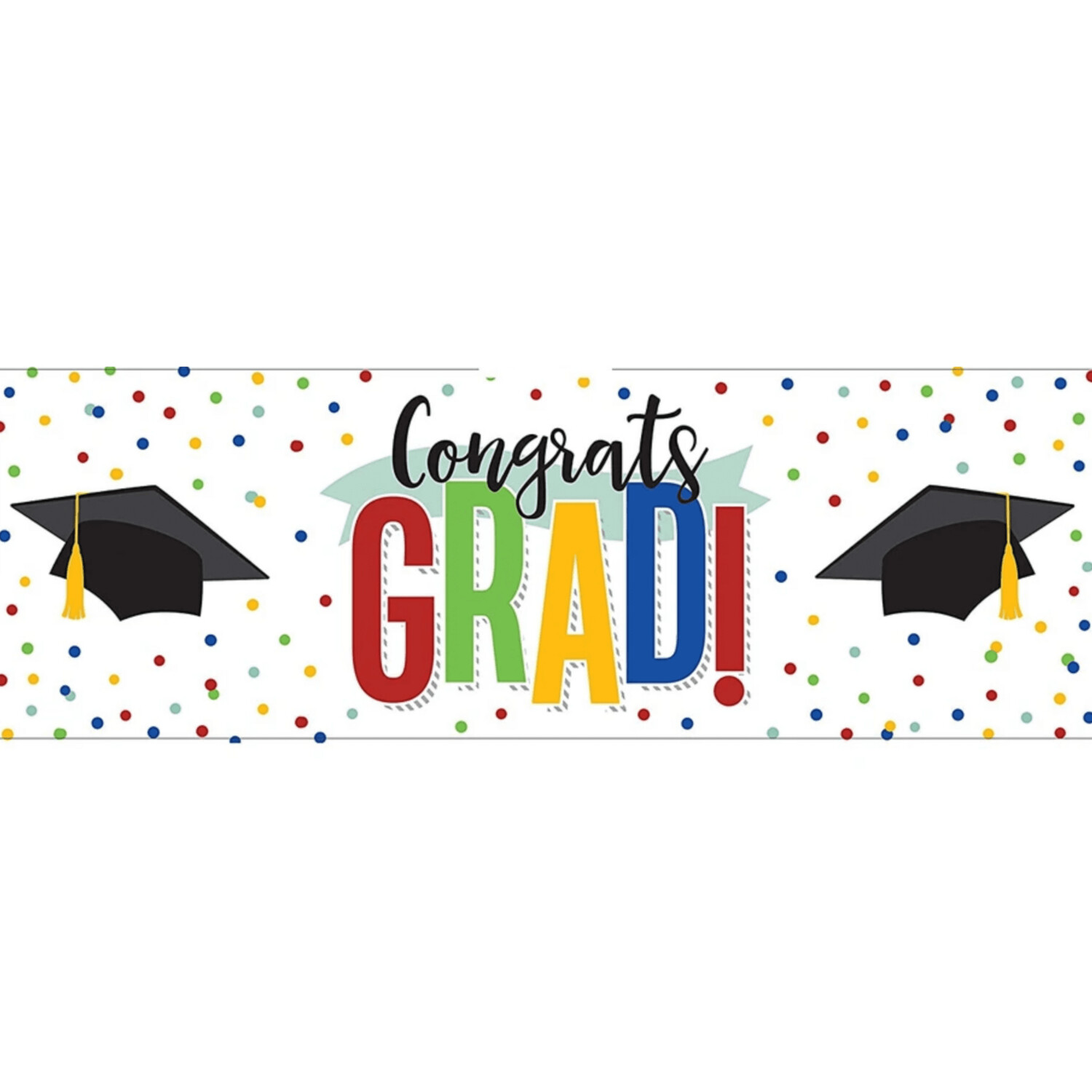 Giant Banner  - Colorful Grad - Congrats Grad - (20&quot;X60&quot;)