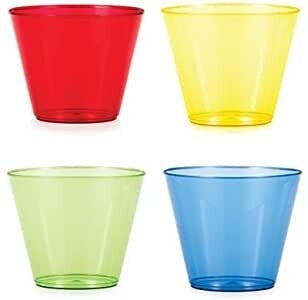 Tumbler Glasses - Plastic - Assorted Color - 9oz - 12pkg
