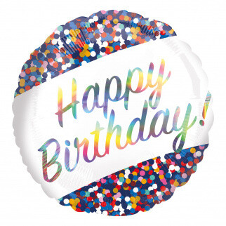 Foil Balloon - Iridescent Birthday Confetti - 18&quot;