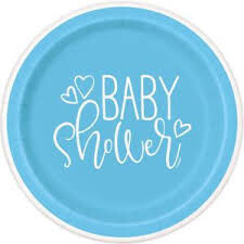 Plates -LN - Blue Hearts Baby Shower