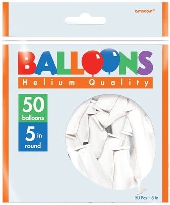 Latex balloons white - 5&quot; - 50 PK