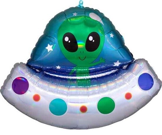 Foil Balloon - Alien Space Ship Iridescent - Super Shape 28&#39;&#39;
