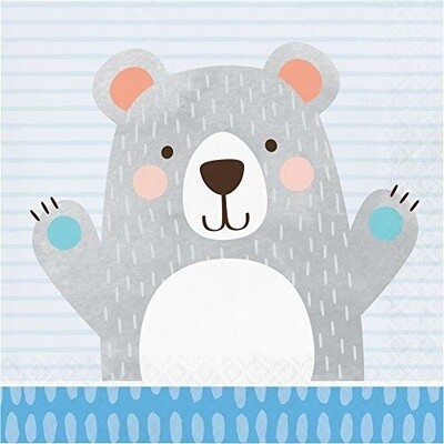 Napkins - LN - 1st Birthday Bear - 16pkg - 2ply