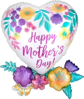 Foil Balloon - Watercolor Flowers - Happy Mother&#39;s Day - 30&quot;
