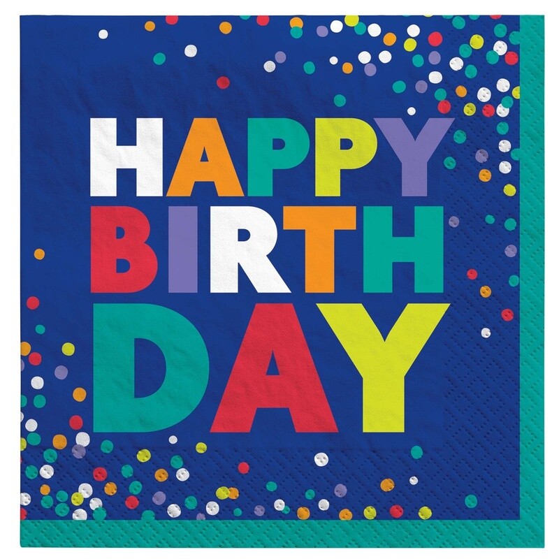 Napkins - Bev - Bold BDAY - 16pk