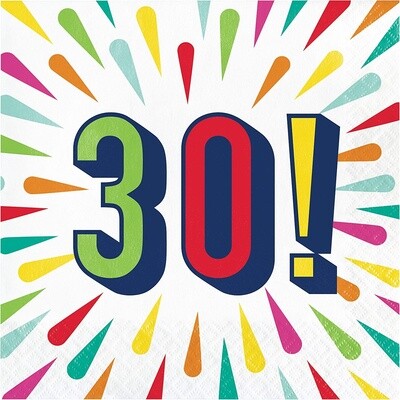 Napkins - LN - 30 Birthday Burst - 16pkg - 2ply