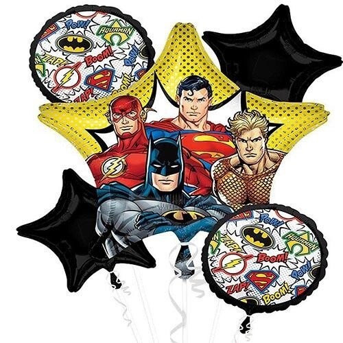 Foil Balloon Bouquet - Justice League - 5pkg