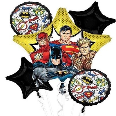 Foil Balloon Bouquet - Justice League - 5pkg