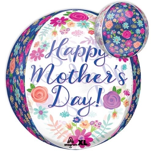 Foil Balloon - Orbz - Beautiful Flowers - Happy Mother&#39;s Day - 15&quot;