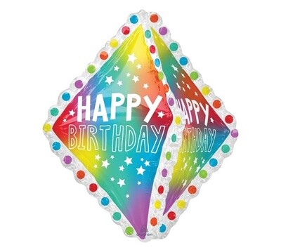 Foil Balloon Happy Birthday - Ultra Shape Ruffle - 27&quot;