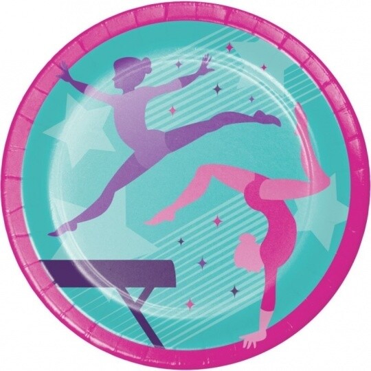 Plates - LN - Gymnastics Party  - 9&quot; - 8pkg