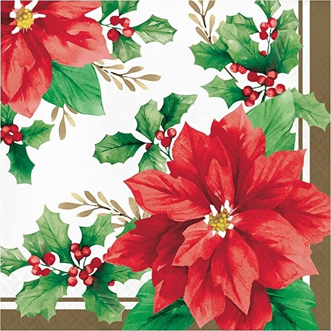 Napkins - LN - Elegant Poinsettia - 16pkg - 2ply
