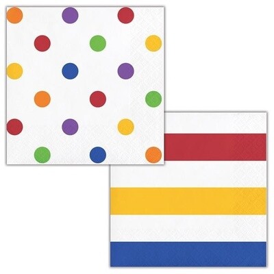 Napkins - BV - Dots &amp; Stripes Multicolor - 16pkg - 2ply