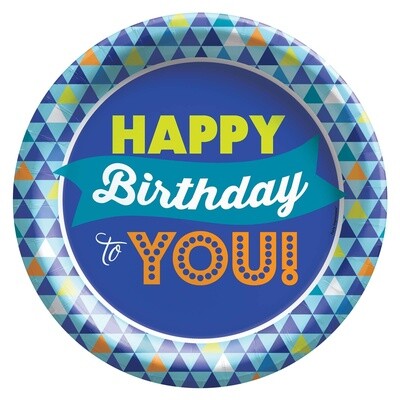 Plates - LN  - True Blue Birthday - 8 pk