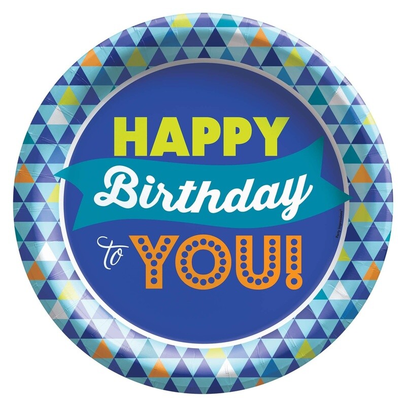 Plates - LN  - True Blue Birthday - 8 pk