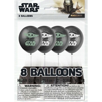 Balloons Latex - Star Wars/Mandalorian - 12&#39;&#39; - 8 pk