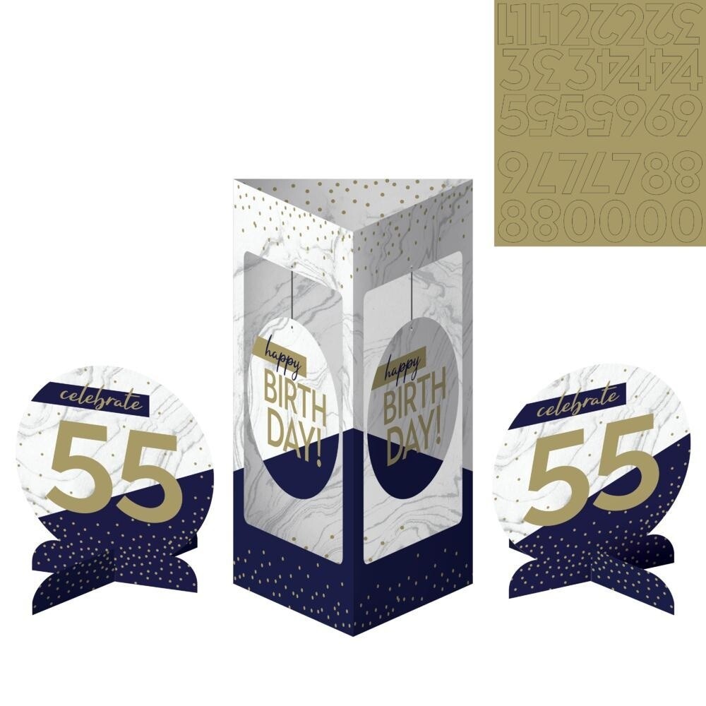 Centerpieces - Navy &amp; Gold Milestone - 3 PCS