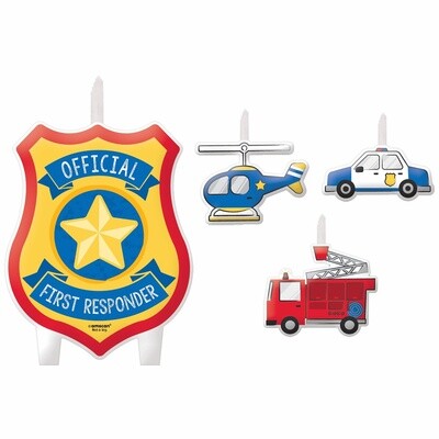 Birthday Candle Set - First Responders - 4pc
