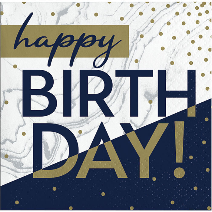 Napkins - Bev - Navy &amp;  Gold Milestone  - 16PK