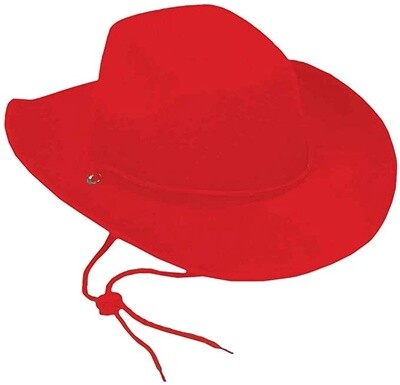 Hat - Flocked Cowboy - Red - 1pc