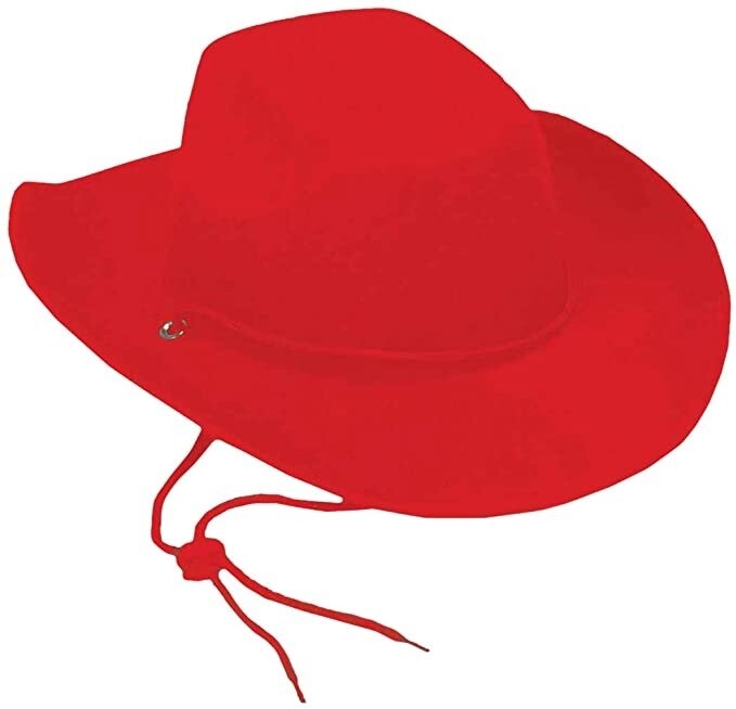 Hat - Flocked Cowboy - Red - 1pc
