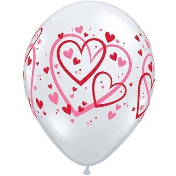 Latex Balloons - Red&amp;Pink Pattern Hearts - 11&#39;&#39;