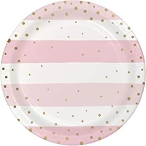 Plates - BV - Pink &amp; Gold Celebration - 7&#39;&#39; - 8pkg