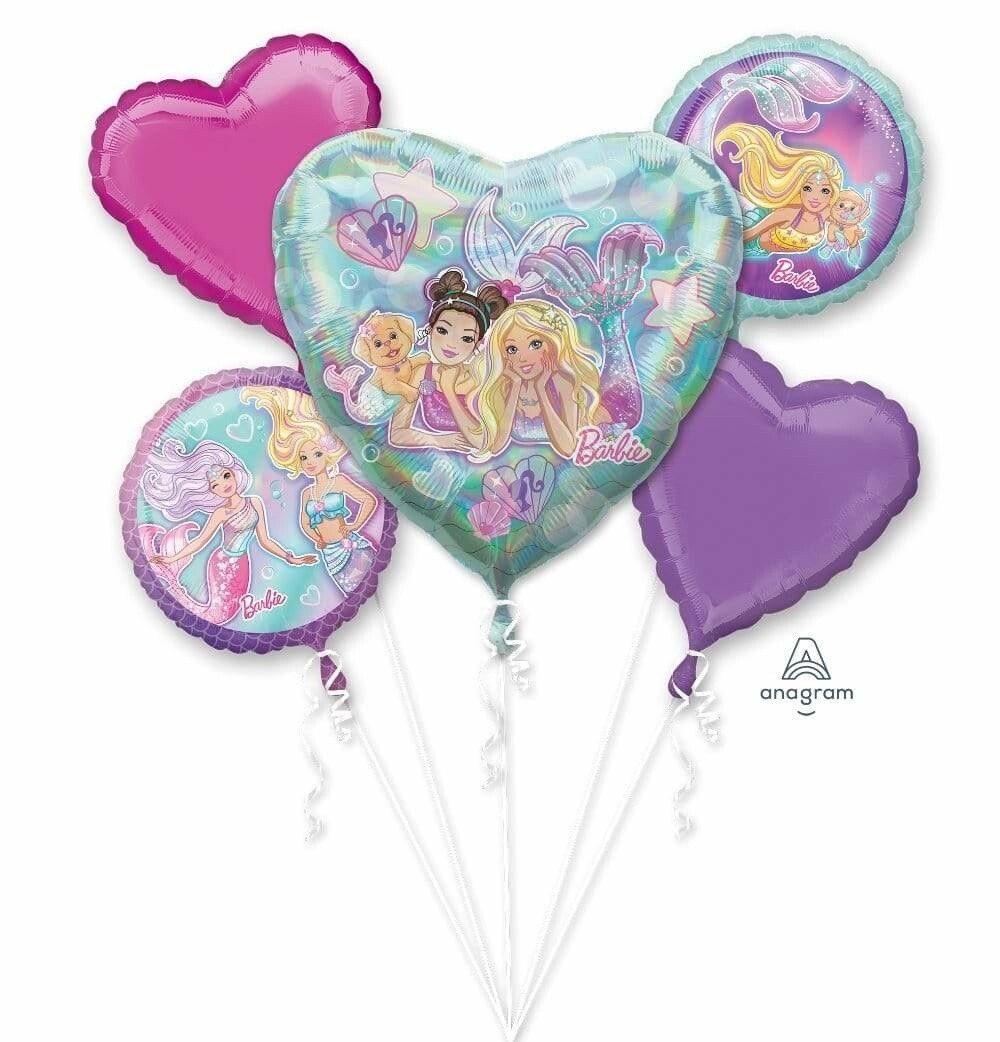 Foil Balloons Bouquet - 5 Pk Barbie