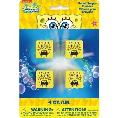 Favors - SpongeBob Pencil Topper Erasers - 4 PCS