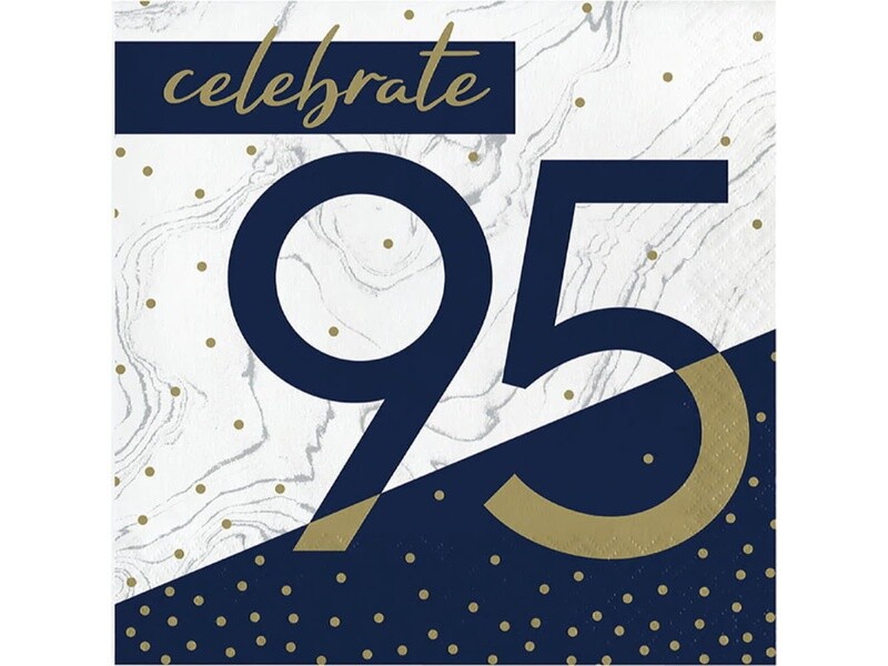 Napkins - LN - Navy &amp; Gold Milestone 95 - 16PK - 2 PLY